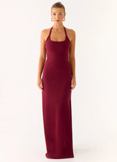 Kill This Love Ribbed Maxi Dress - Dark Cherry